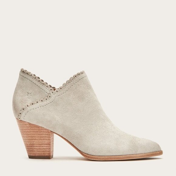 Frye Reed Scallop Light Grey Heeled Ankle Bootie